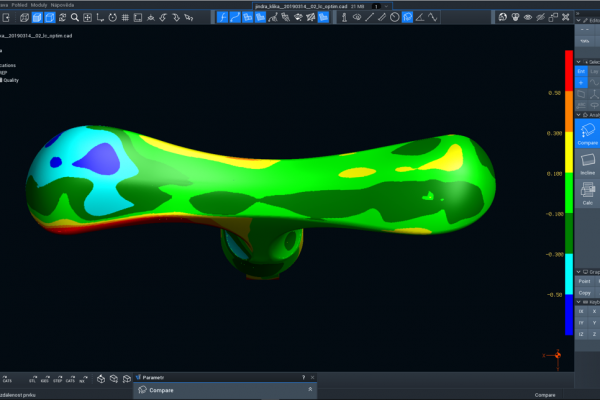 Porovnání odchylek CAD modelu od skenu